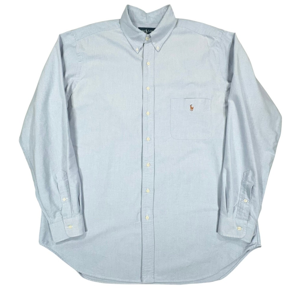 Ralph Lauren Button Down Oxford Shirt Mens XLT Blue Classic Fit Long Sleeve OCBD - Picture 2 of 11
